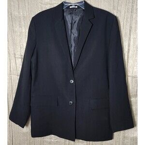 Calvin Klein Womens NWT Two-Button Blazer Black Office Classic Medium Minimalist